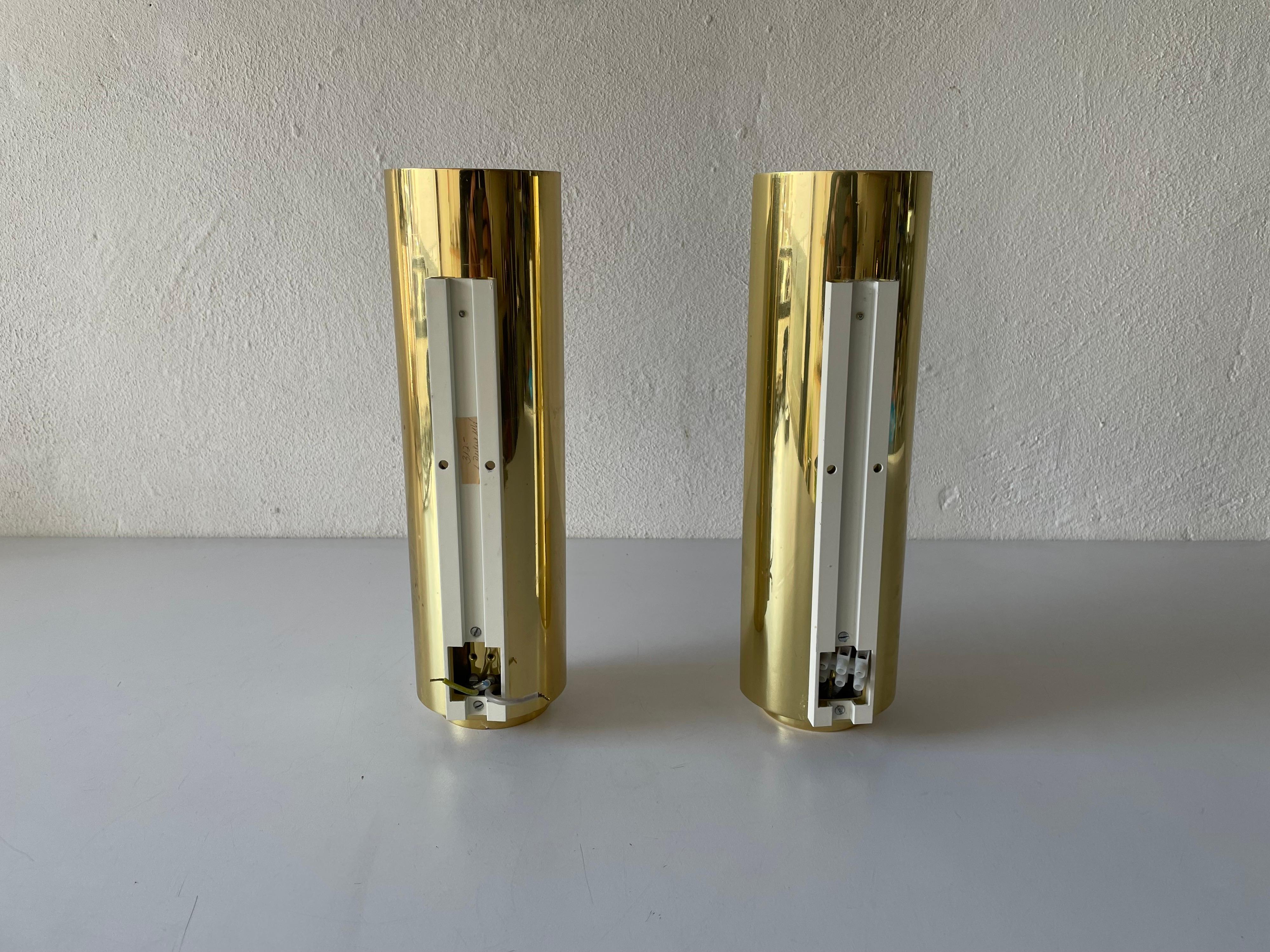 Opal Glass & Brass Pair of Sconces by Limburg, 1970s, Germany For Sale 11
