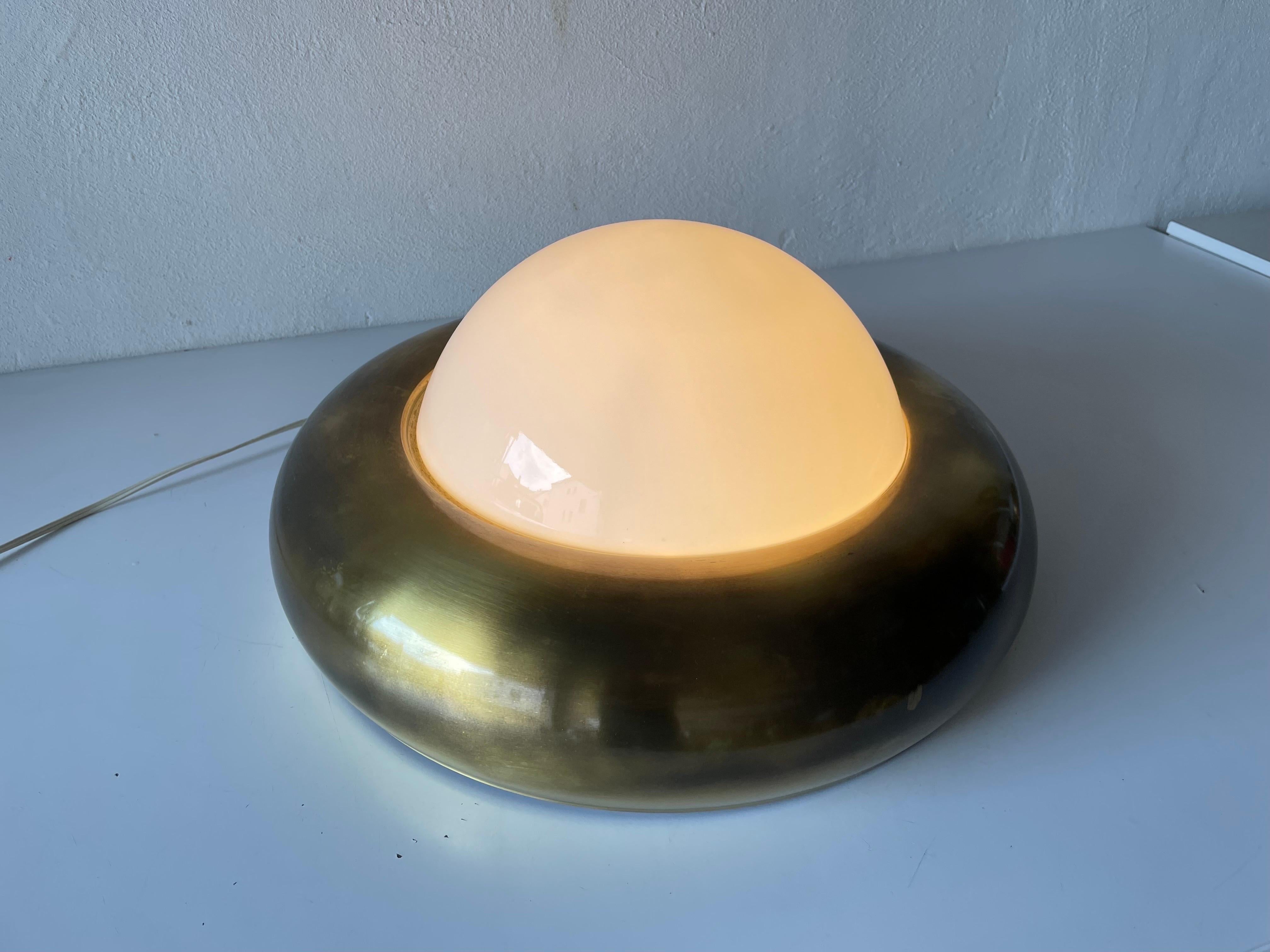 Opal Glass & Brass Ufo 