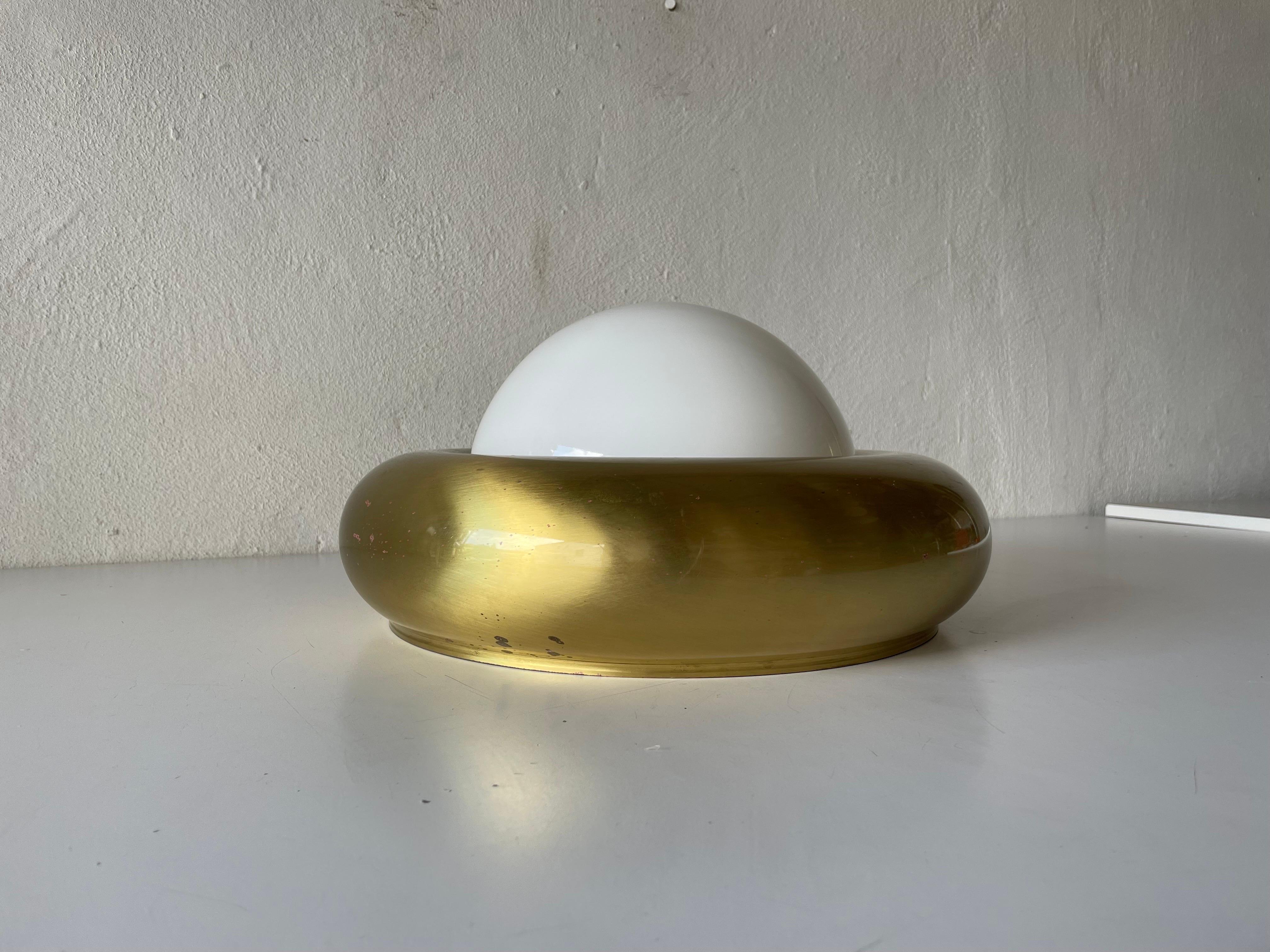 Opal Glass & Brass Ufo 