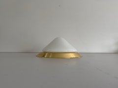 Opal Glass & Gold Metal Pyramid Shaped Sconce or Ceiling Lamp, 1970s, Germany