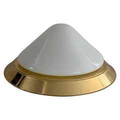 Opal Glass & Gold Metal Pyramid Shaped Sconce or Ceiling Lamp, 1970s, Germany