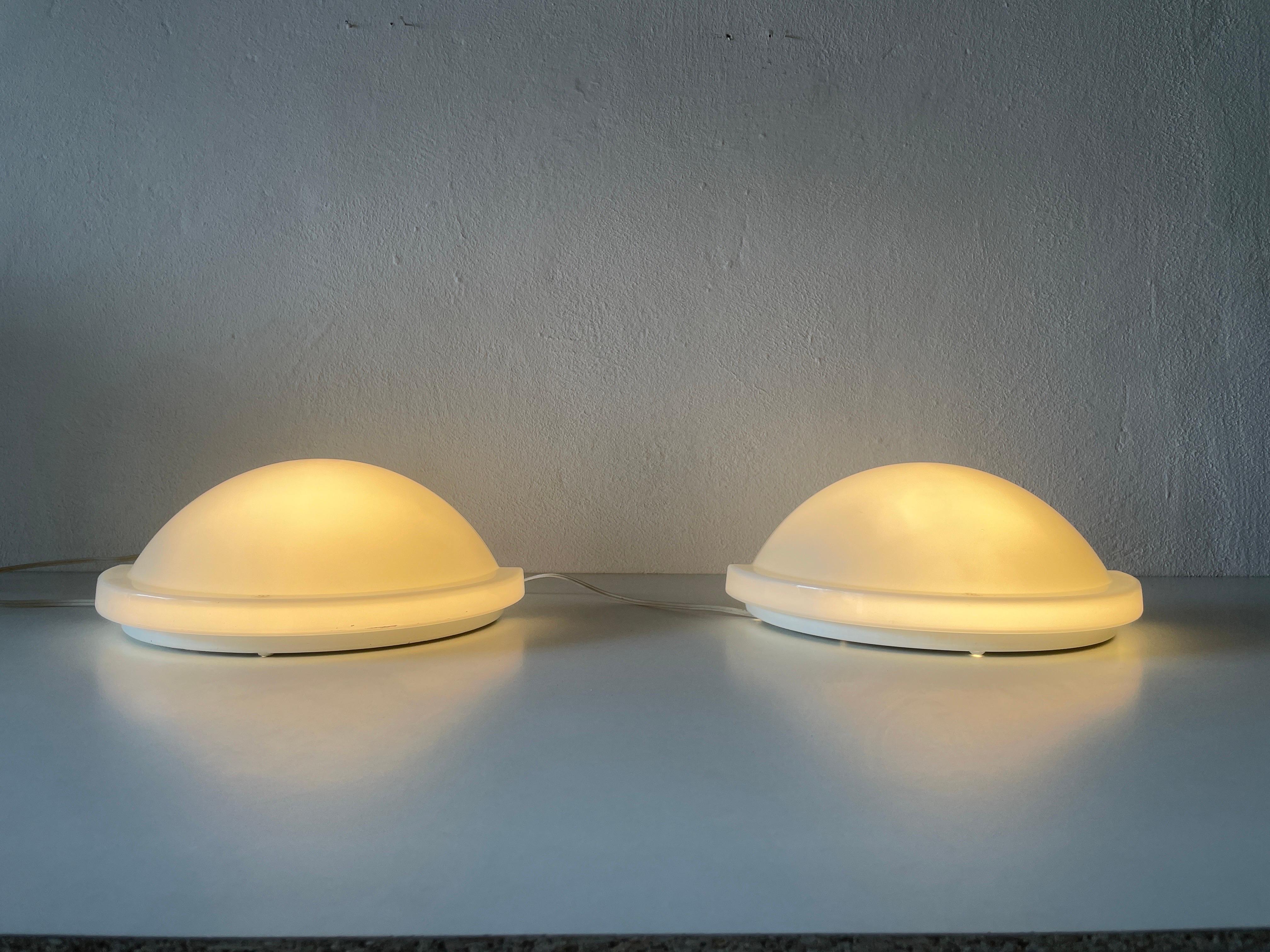 Opal Glass Half Circle Pair of Sconces by Peill and Putzler, 1970s, Germany For Sale 6