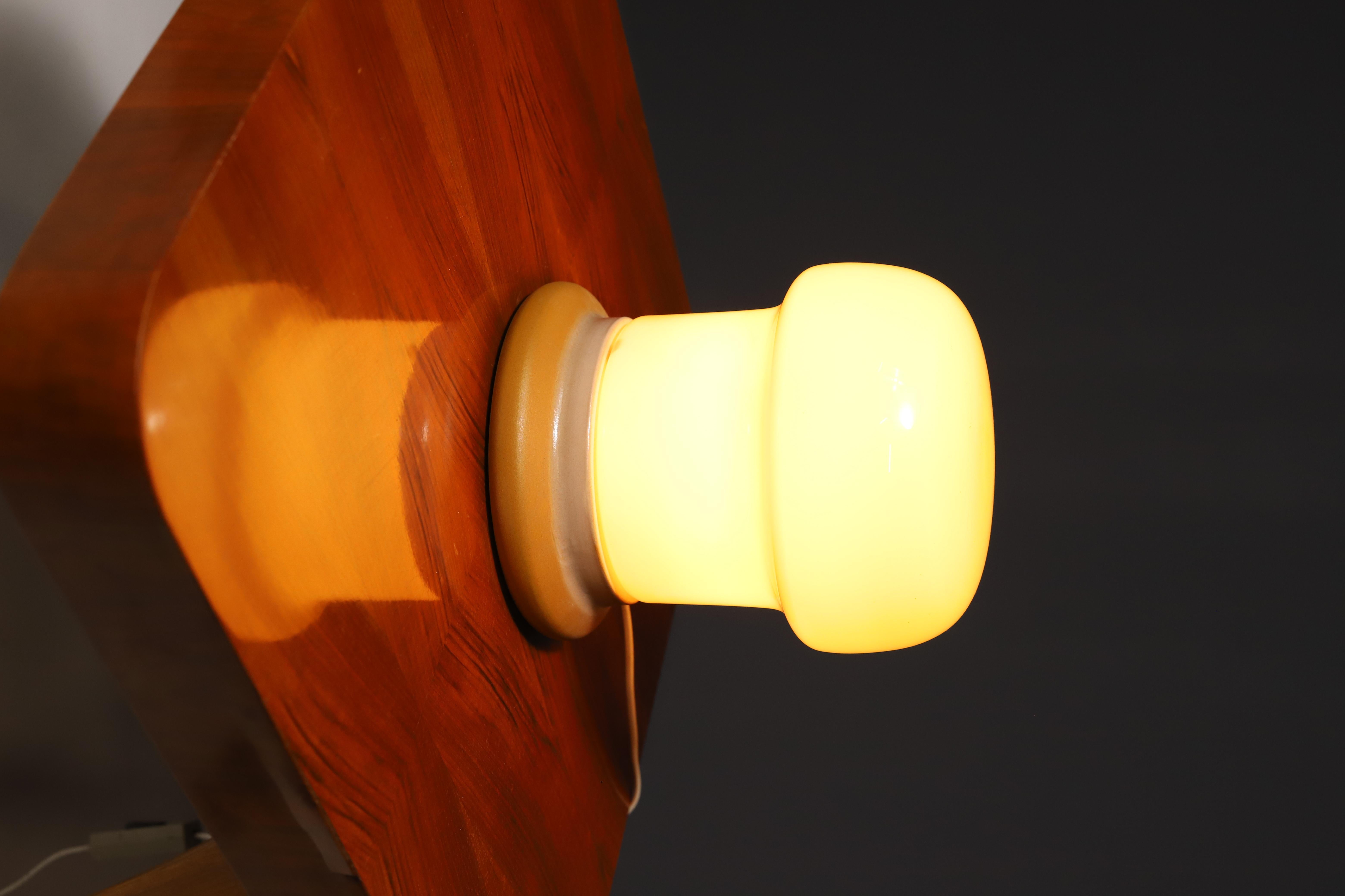 20th Century Opal glass mushroom table lamp, designed by Karel Volf, 1970´s, Czechoslovakia For Sale