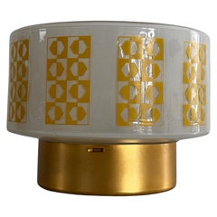 Opal Glass with Yellow Decoratives Ceiling or Wall Lamp by VEB, 1950s, Germany
