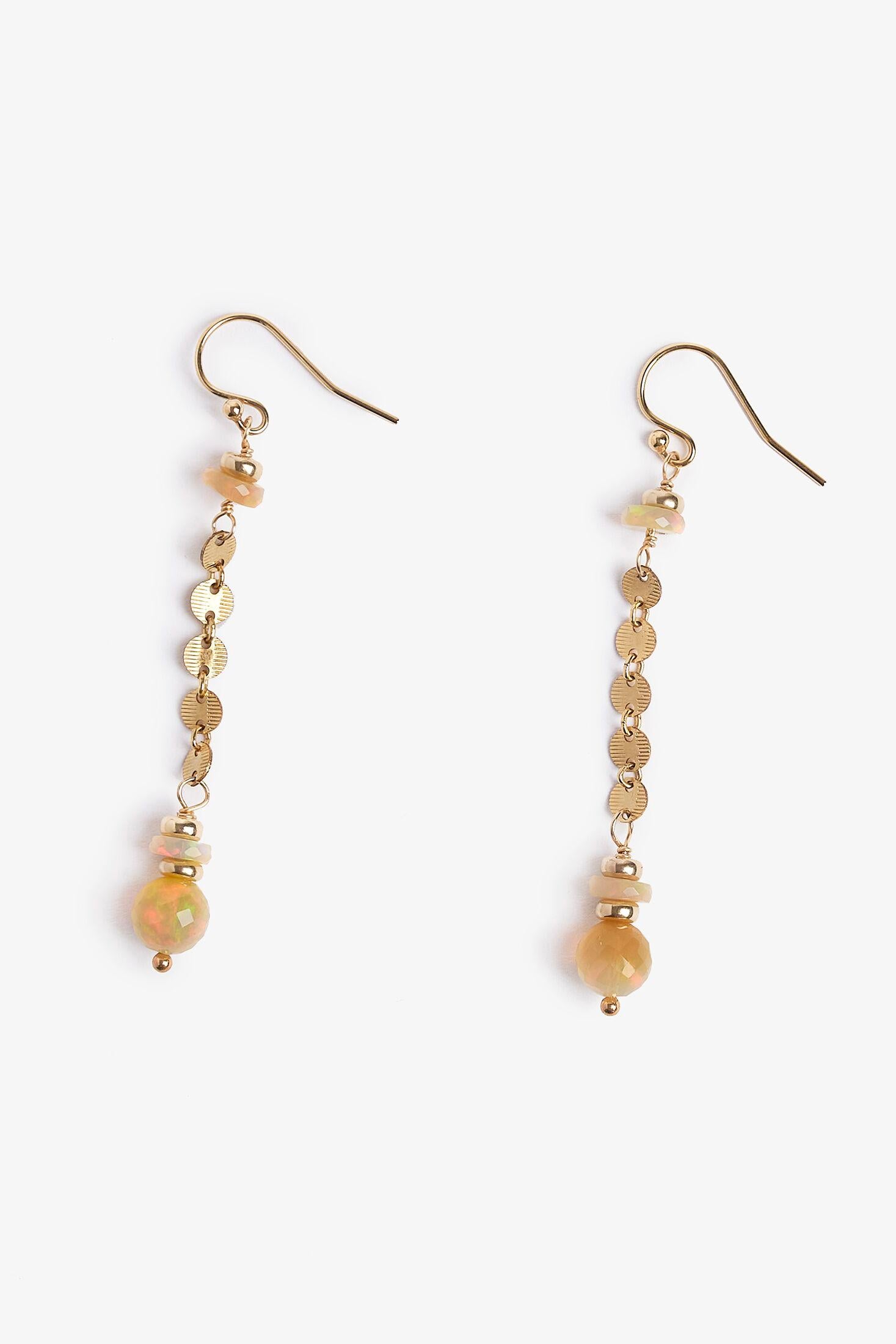Contemporary Opal Gold Mystic Earrings For Sale