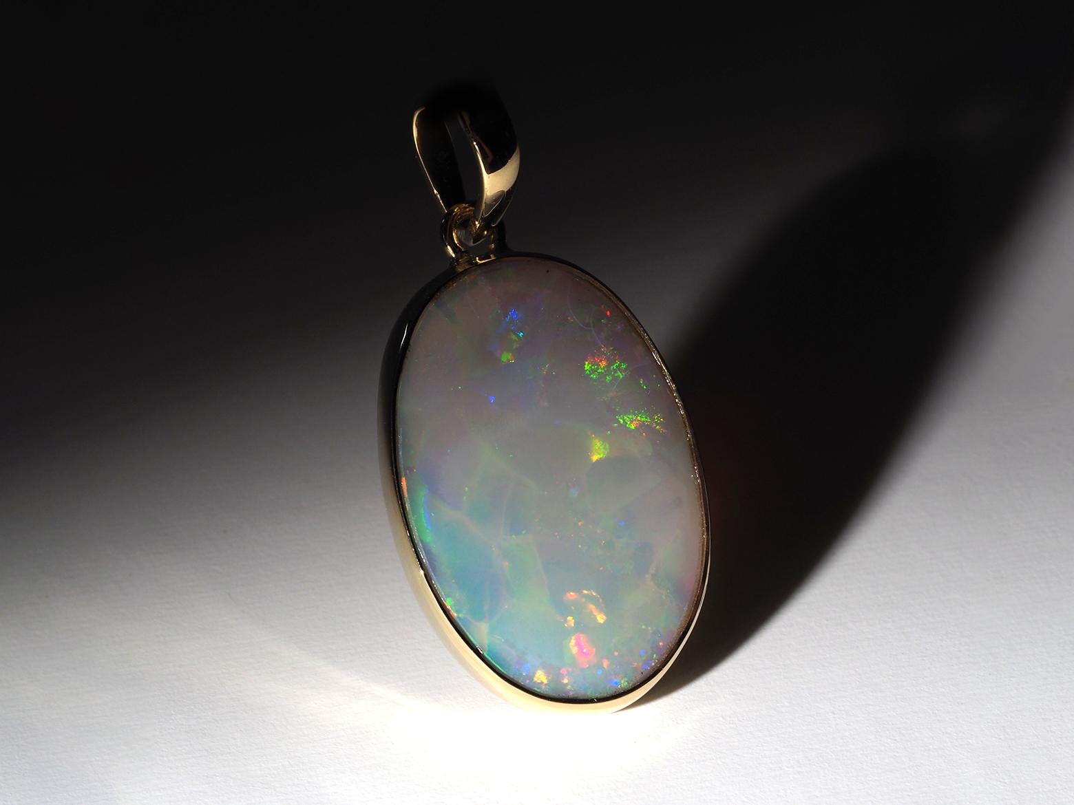 Opal Gold Necklace Harlequin pattern Opal wedding anniversary gift ideas For Sale 4