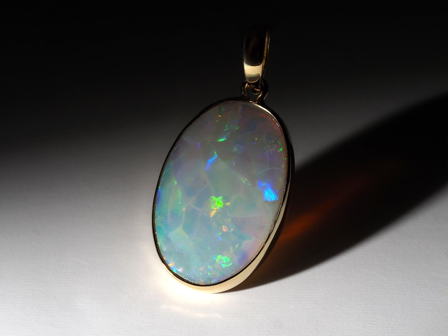 Opal Gold Necklace Harlequin pattern Opal wedding anniversary gift ideas For Sale 5