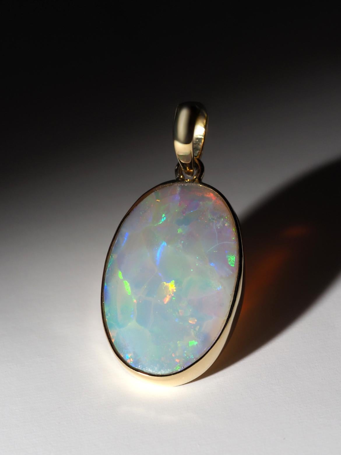 Opal Gold Necklace Harlequin pattern Opal wedding anniversary gift ideas For Sale 7
