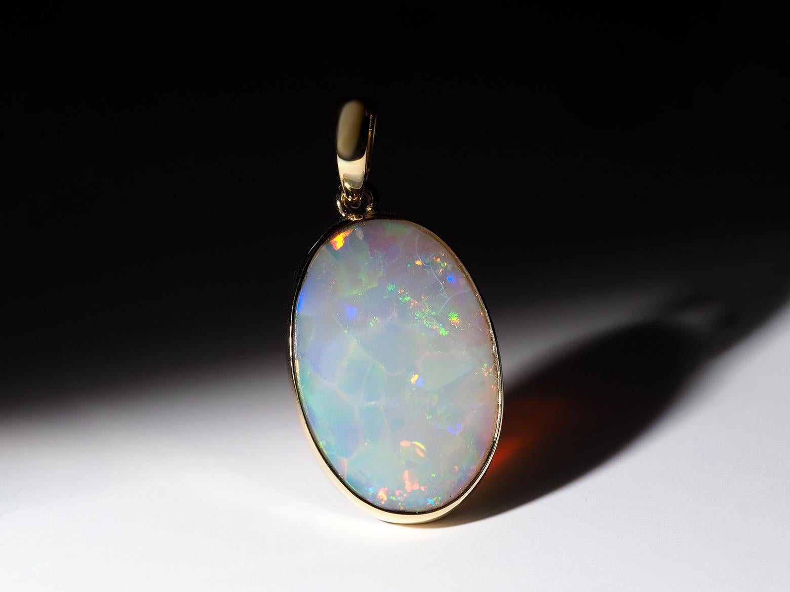Opal Gold Necklace Harlequin pattern Opal wedding anniversary gift ideas For Sale 8
