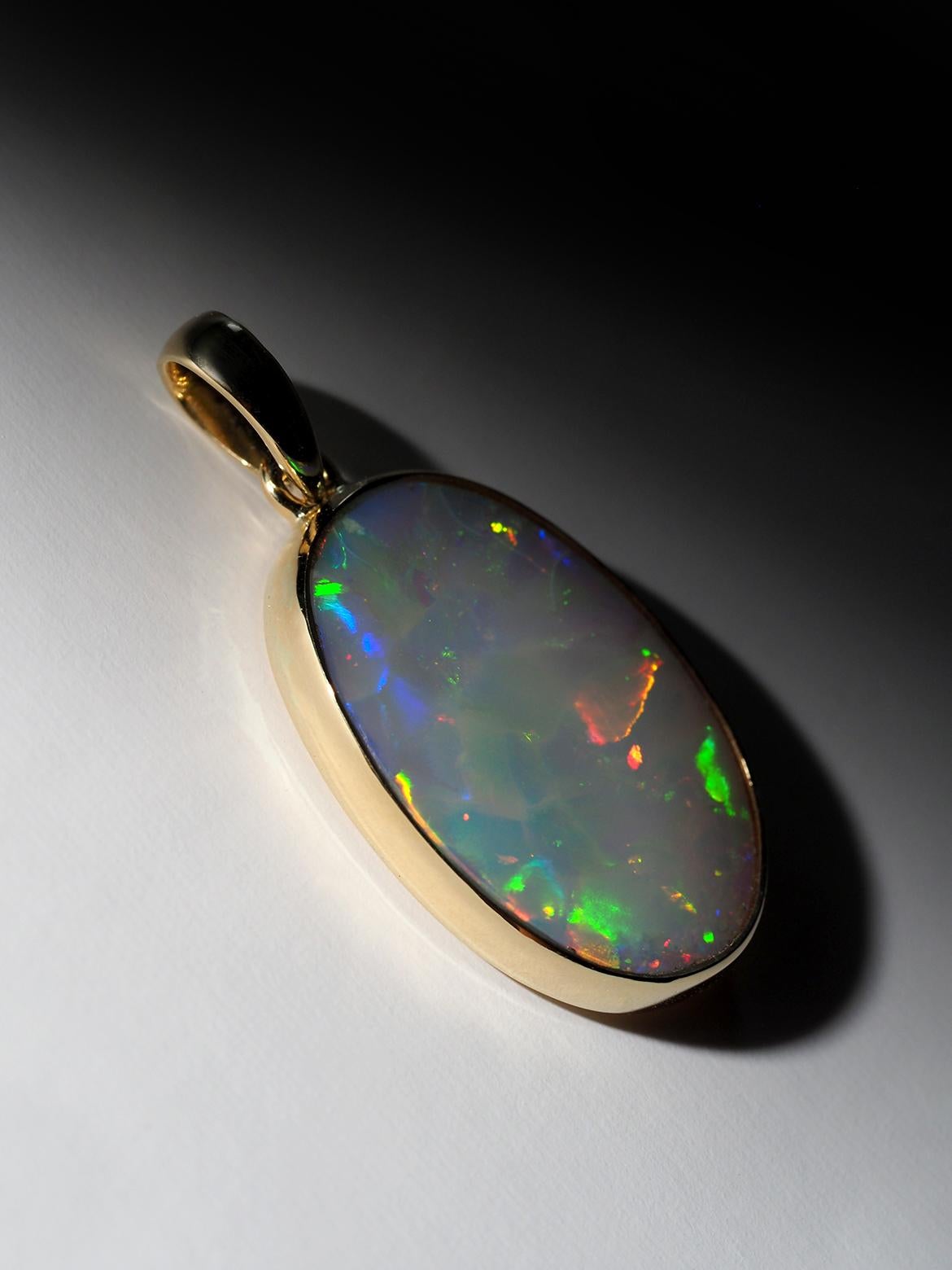 Opal Gold Necklace Harlequin pattern Opal wedding anniversary gift ideas For Sale 11