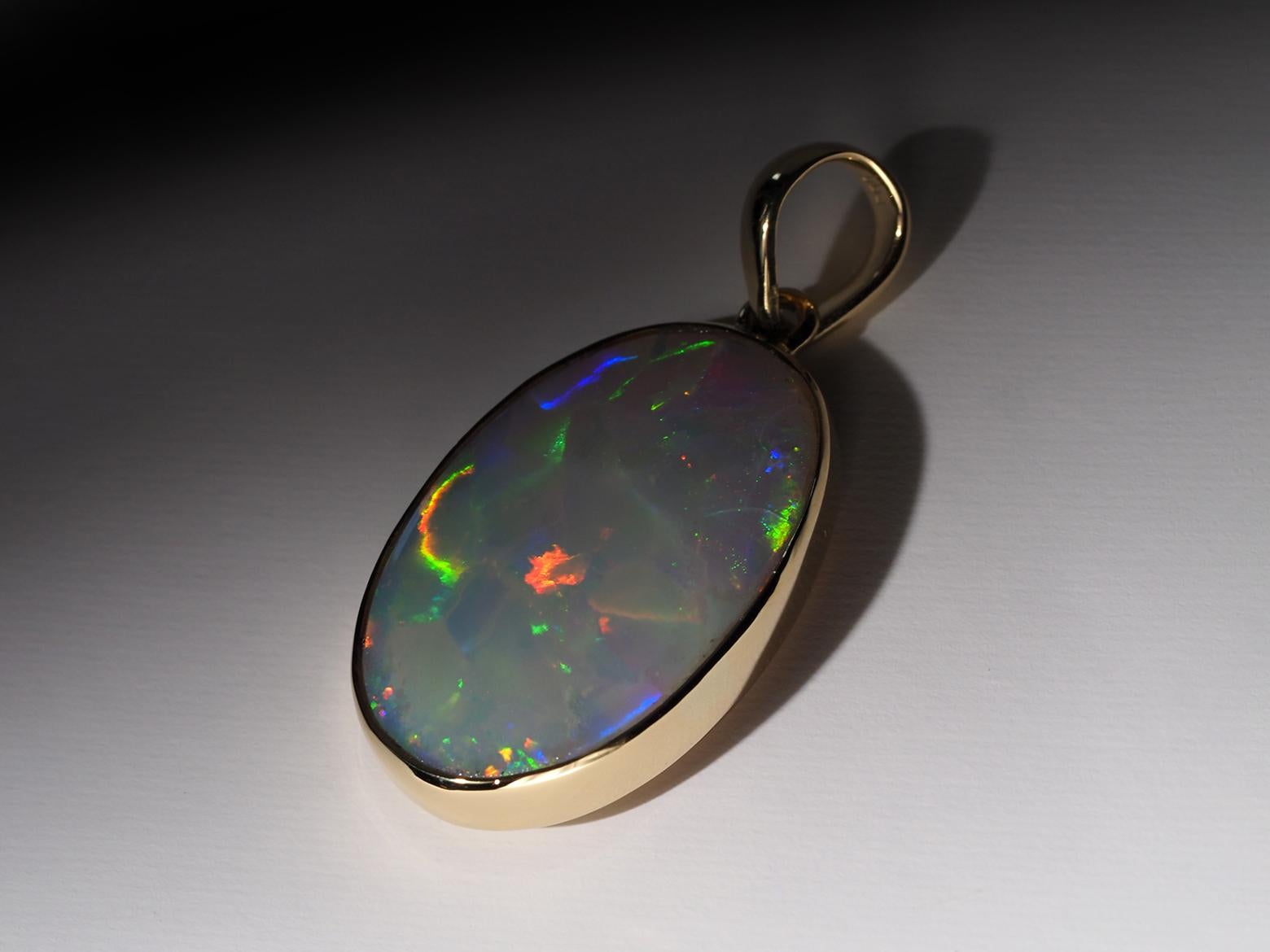Opal Gold Necklace Harlequin pattern Opal wedding anniversary gift ideas For Sale 1