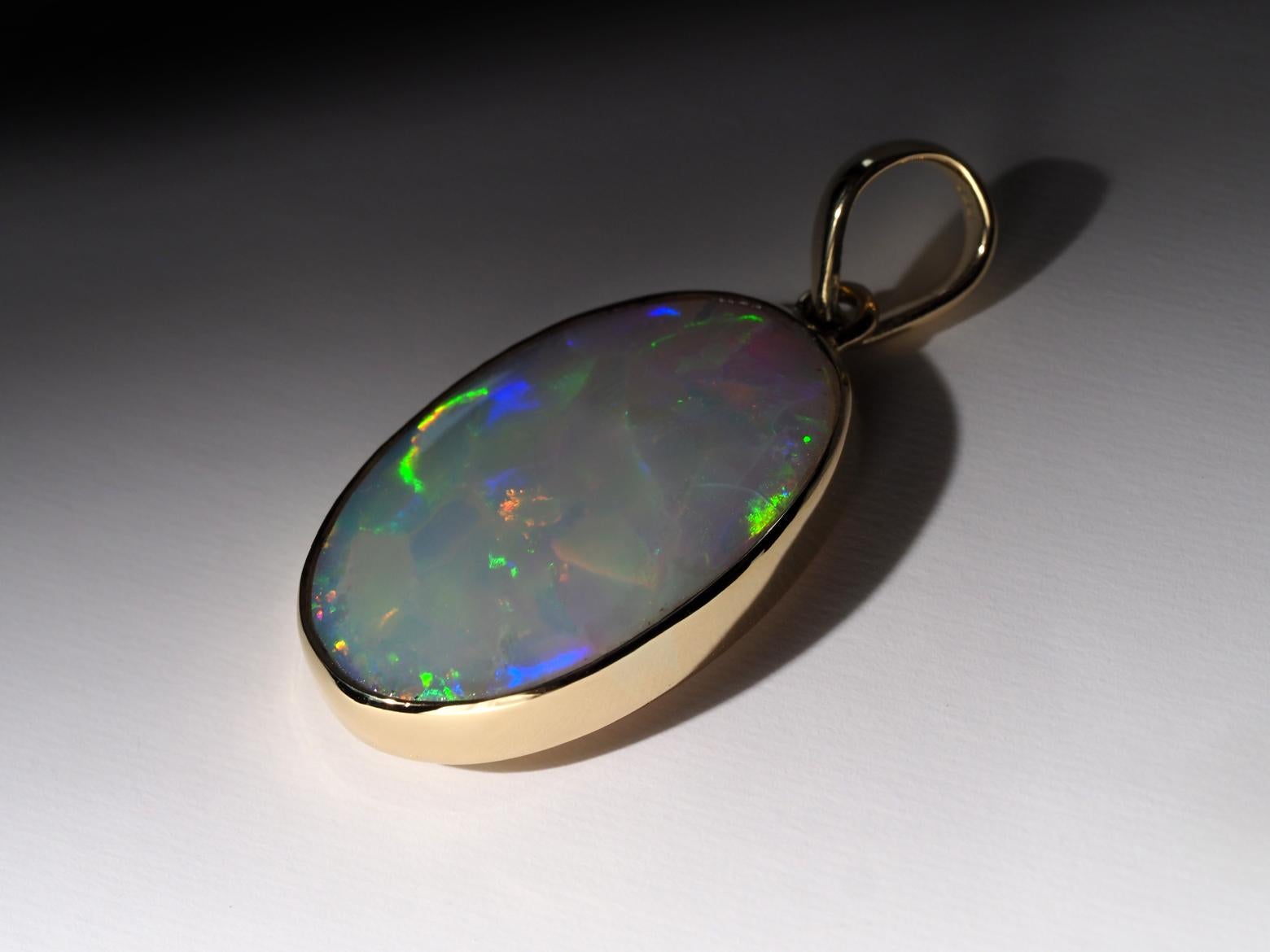Opal Gold Necklace Harlequin pattern Opal wedding anniversary gift ideas For Sale 2