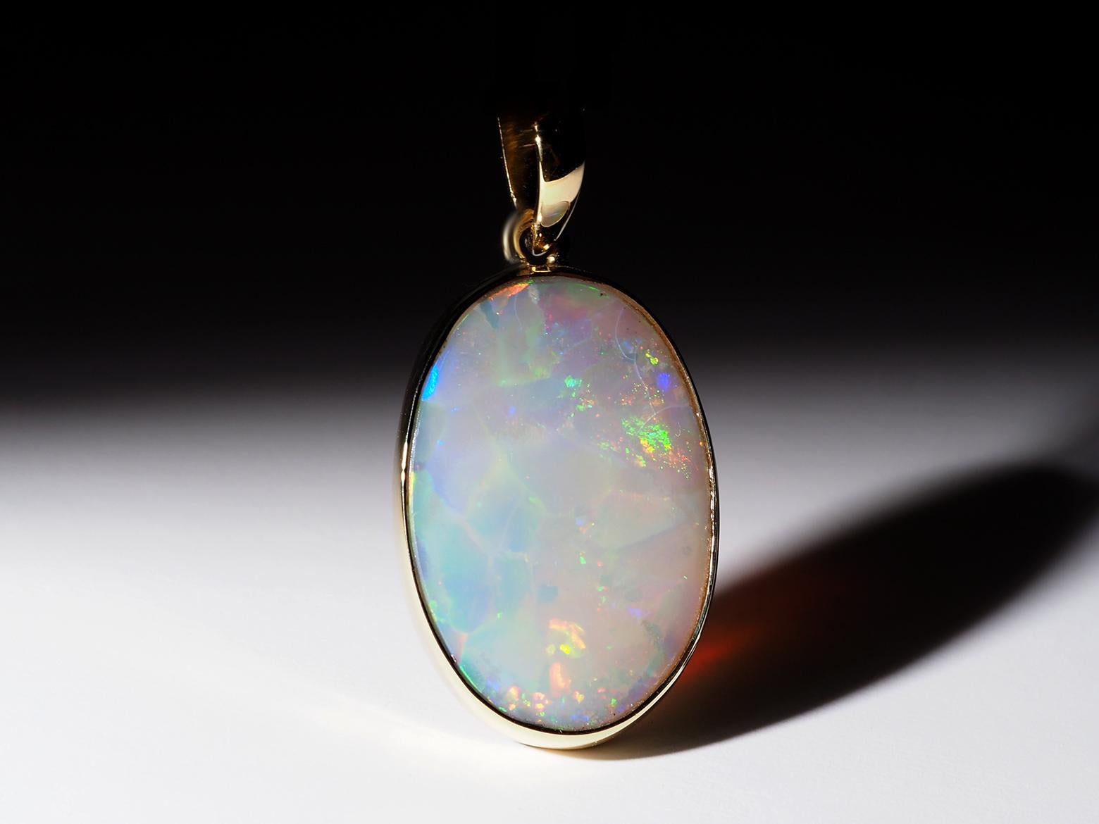 Opal Gold Necklace Harlequin pattern Opal wedding anniversary gift ideas For Sale 3