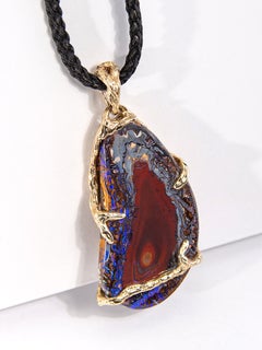 Opal Gold Pendant Boulder Australian Nature Inspired Necklace