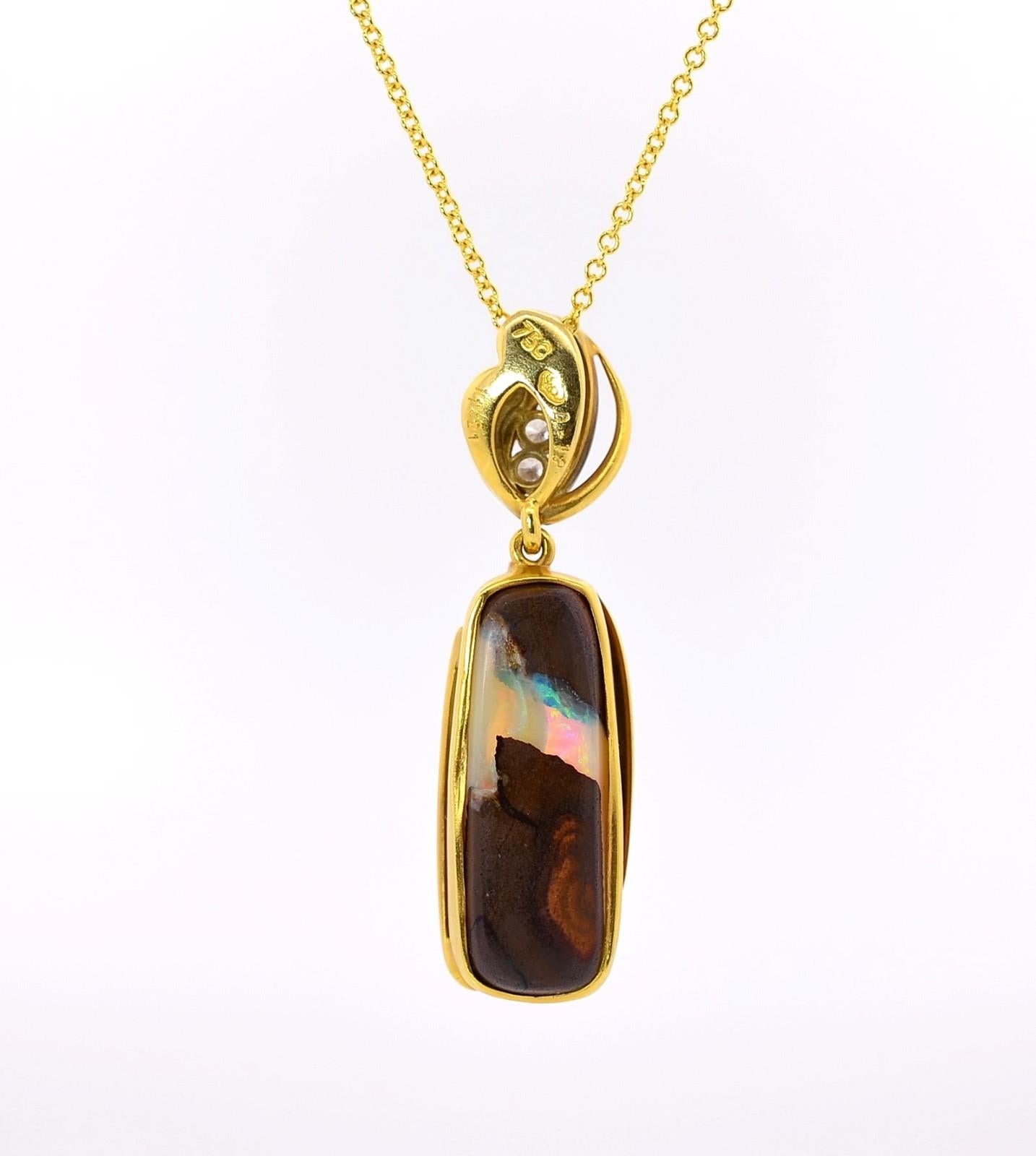 Modern Opal Gold Pendant For Sale