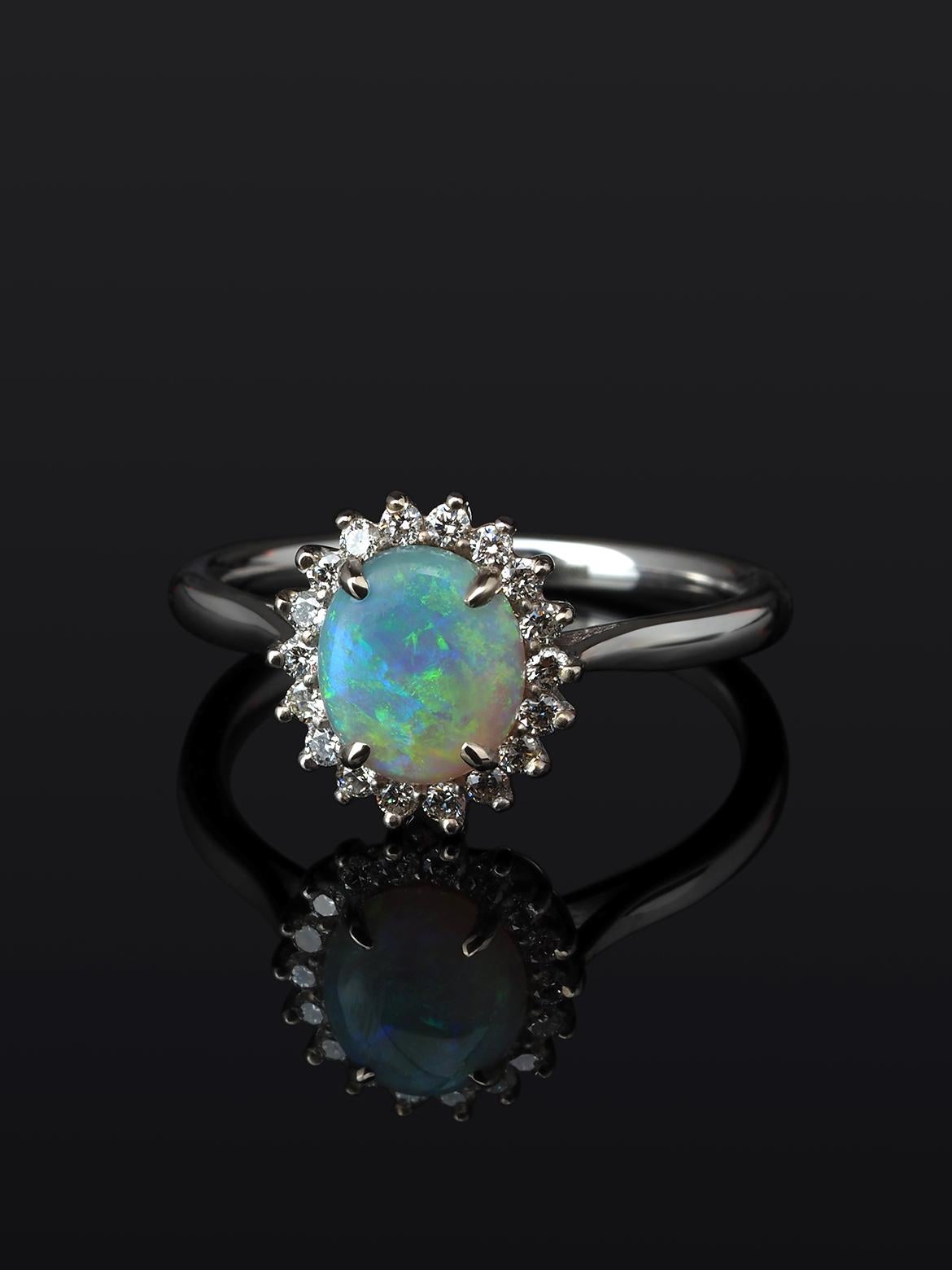 iridescent engagement ring