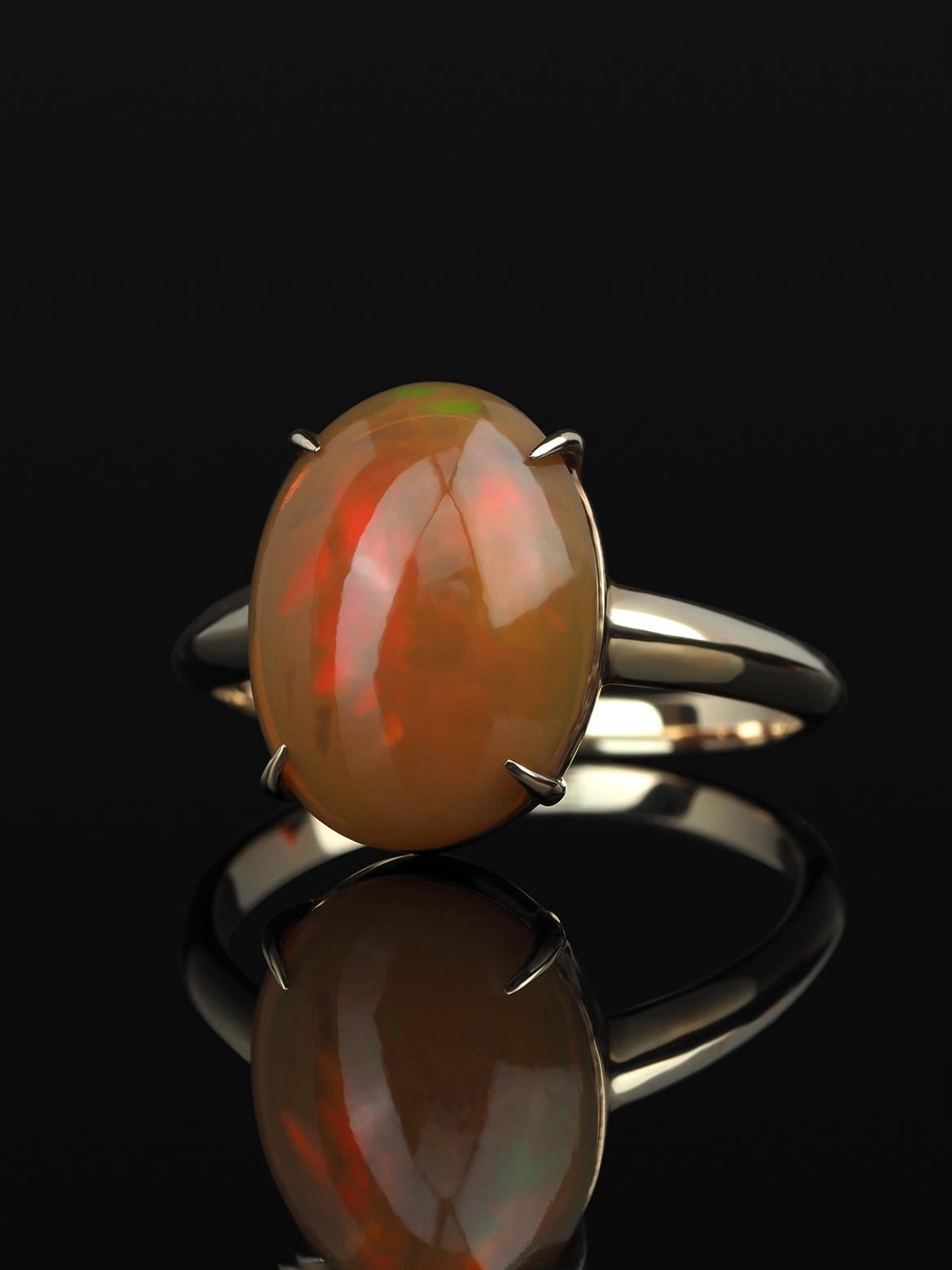 Women's or Men's Opal Gold Ring Engagement Promise Ring For Sale