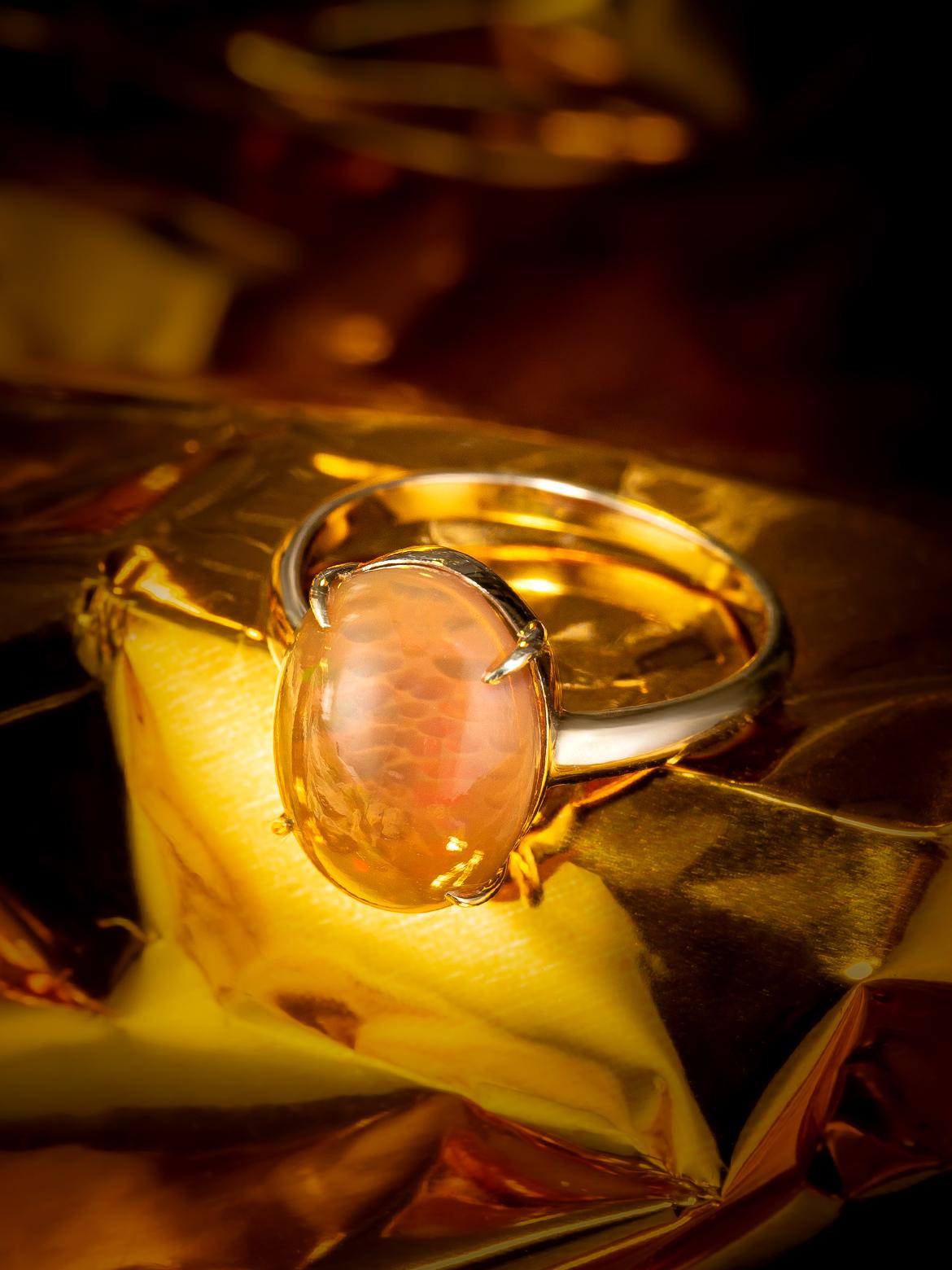 Opal Gold Ring Engagement Promise Ring For Sale 1
