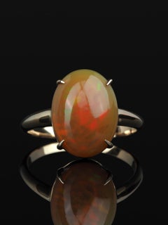 Opal Gold Ring Engagement Promise Ring