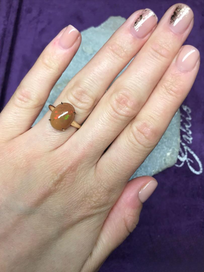 Opal Gold Ring Verlobungsring Versprechen (Kunsthandwerker*in) im Angebot