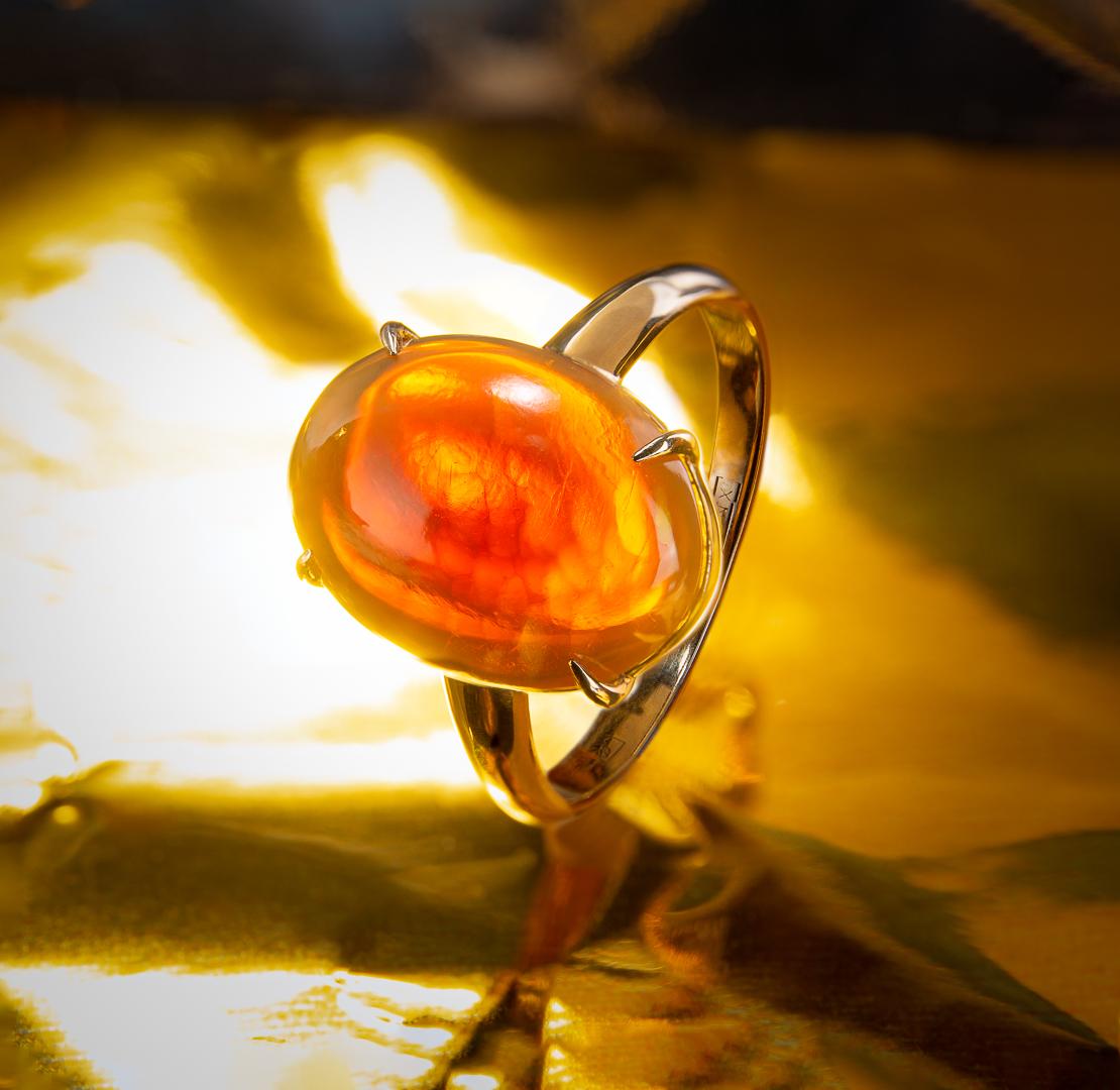 Taille ovale Bague en or opale Bague de promesse de fiançailles en vente