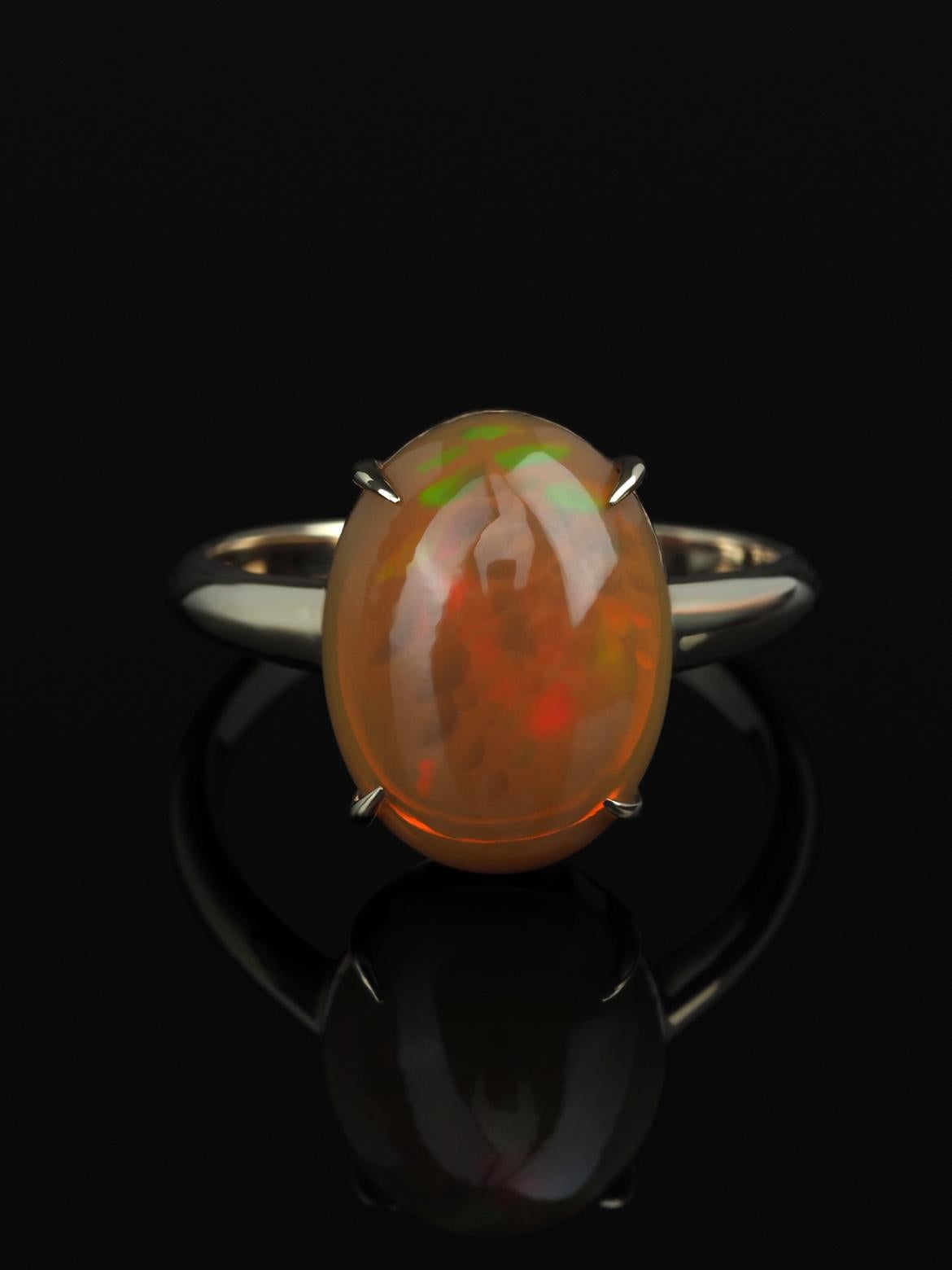 Artisan Opal Gold Ring Engagement Promise Ring For Sale