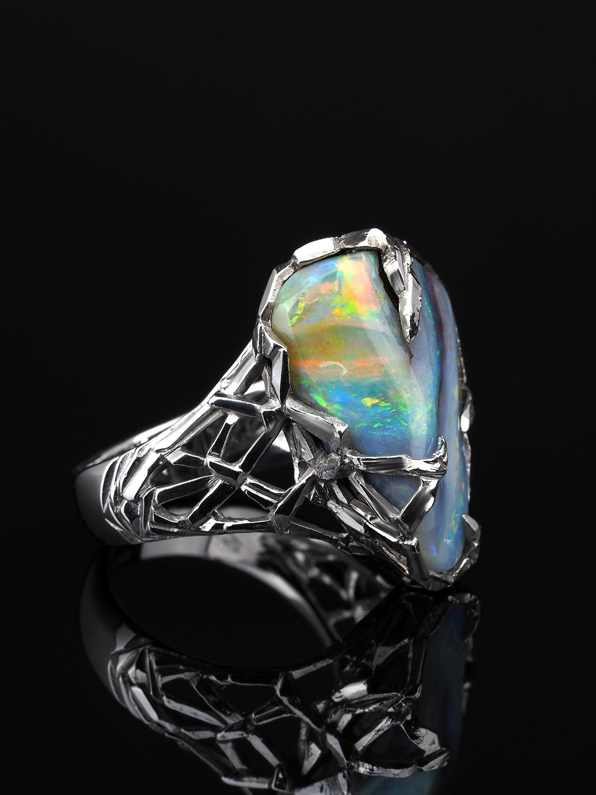 opal ring gold band