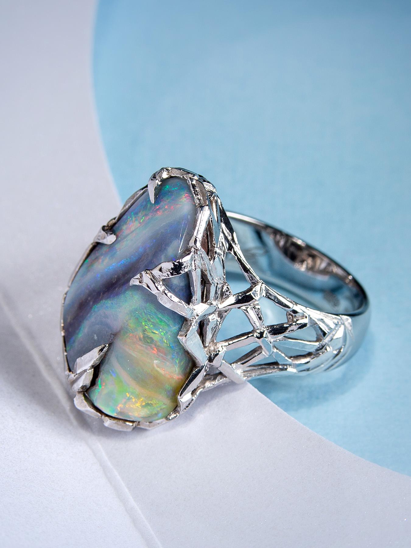 opal ring gold band