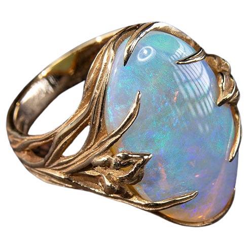Opal Goldring Iris Verlobungsring Australienischer Opal