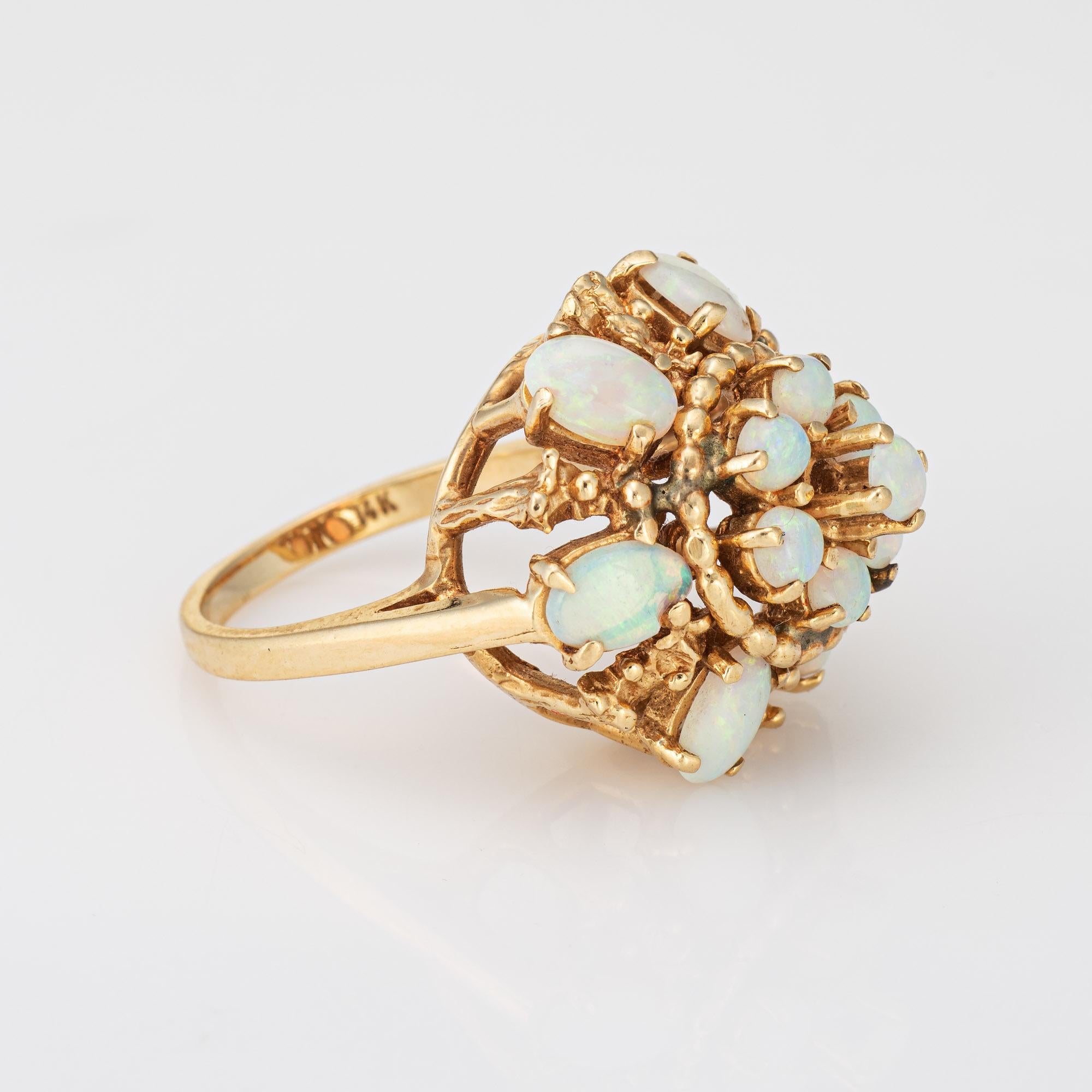 Modern Opal Harem Ring Vintage 14k Yellow Gold Fine Cocktail Cluster Jewelry Sz 6.5