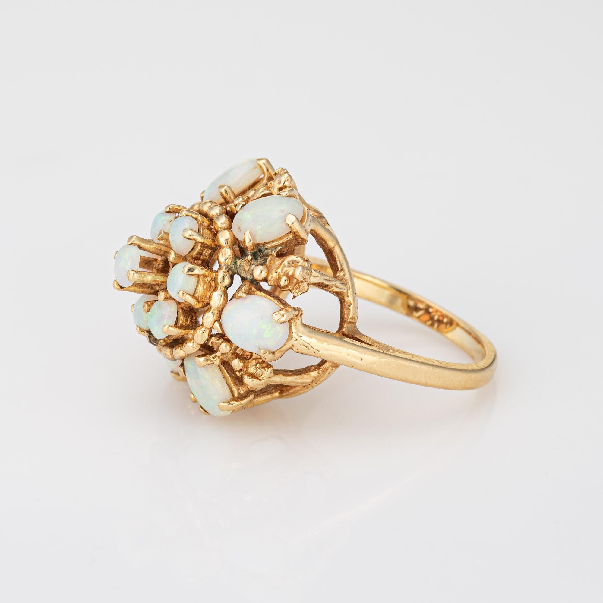 Cabochon Opal Harem Ring Vintage 14k Yellow Gold Fine Cocktail Cluster Jewelry Sz 6.5
