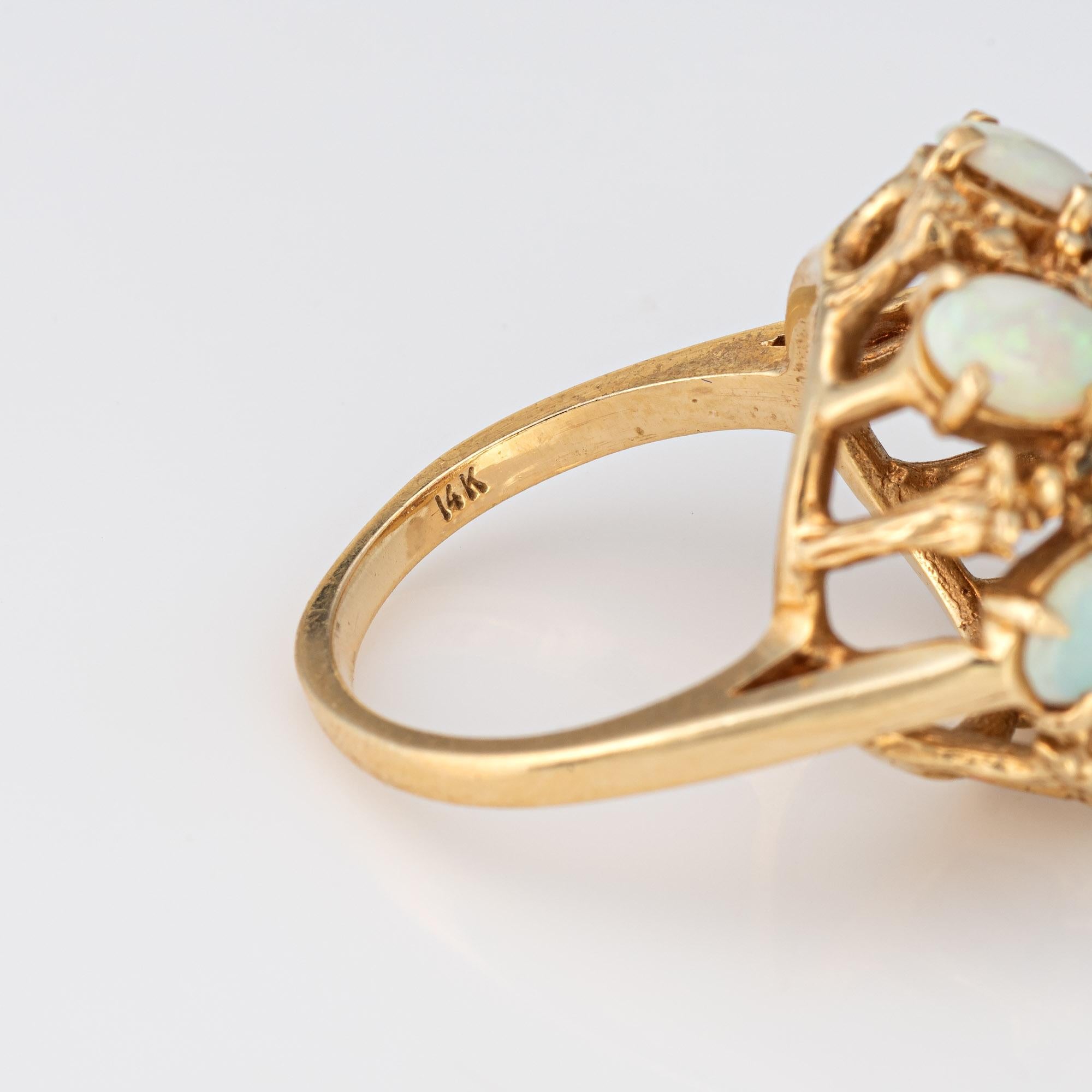 Opal Harem Ring Vintage 14k Yellow Gold Fine Cocktail Cluster Jewelry Sz 6.5 1