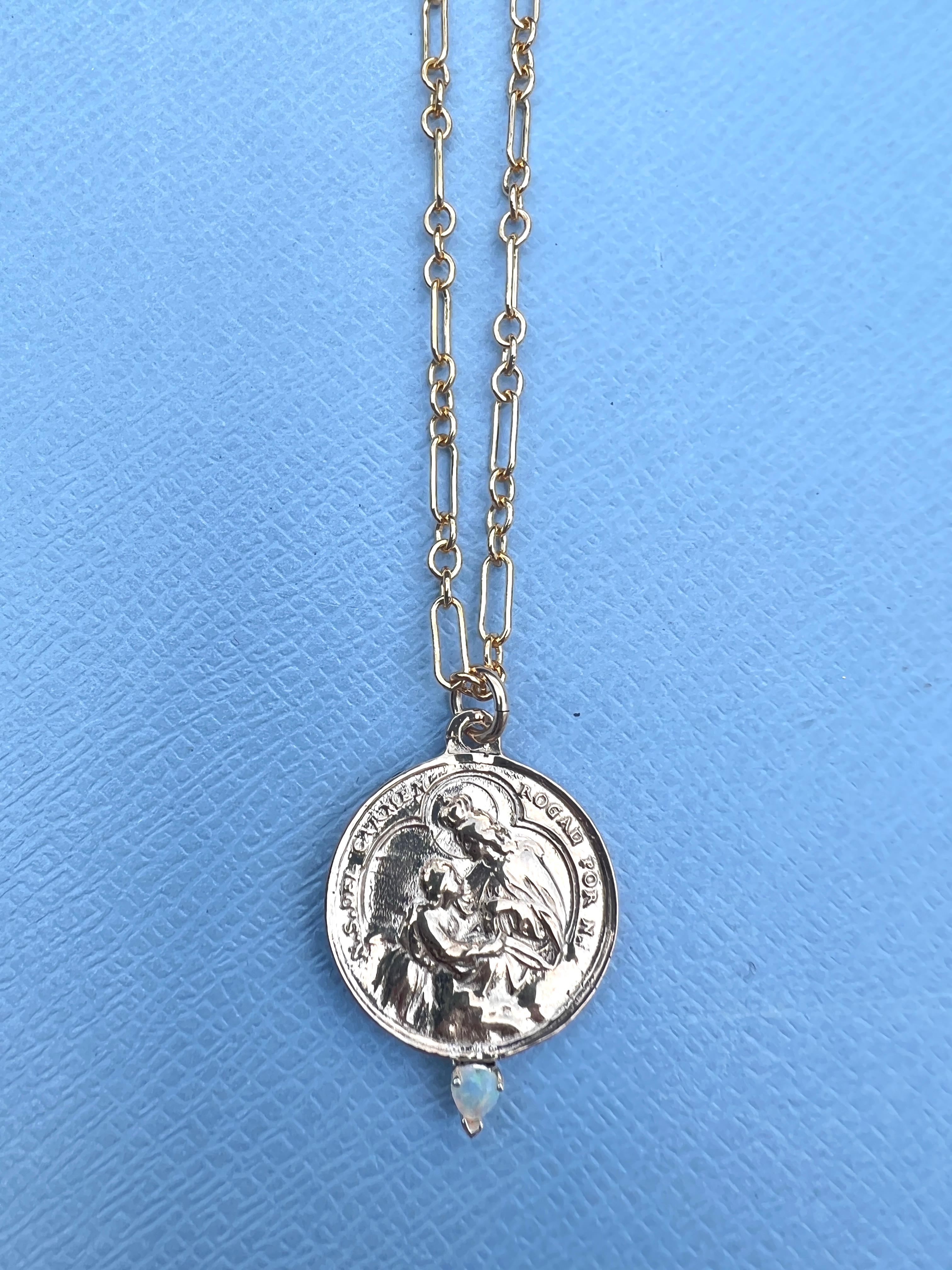 Opal Herz Carmen Medaillon Kette Halskette J Dauphin im Angebot 3