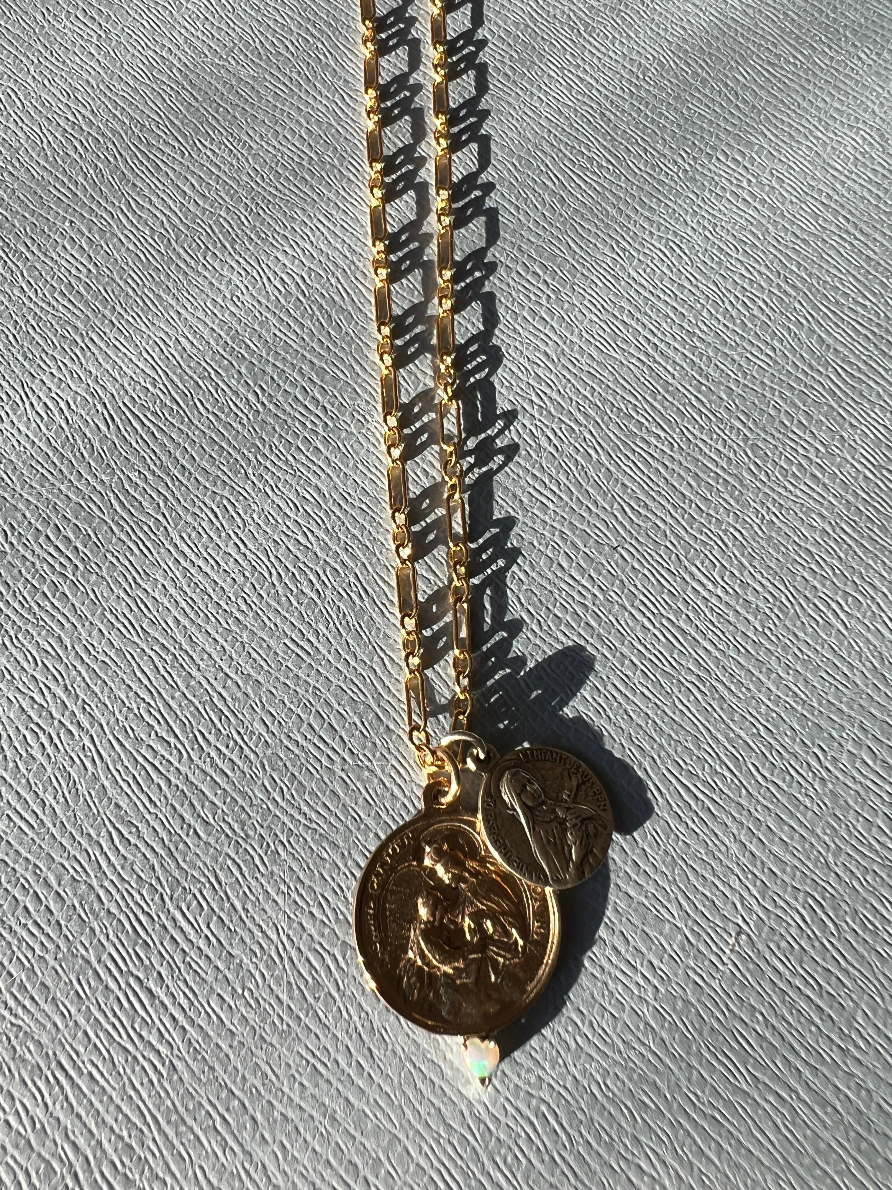 Medaillon-Halskette Jungfrau Maria Carmel Saint Therese Opal Herz 5