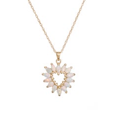 Opal Heart Pendant Necklace Vintage 14 Karat Yellow Gold Estate Fine Jewelry