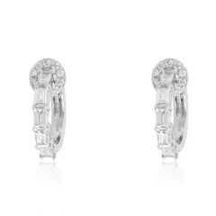 Opal Huggies 14K (or 18k upon request) White Gold Diamond Earrings