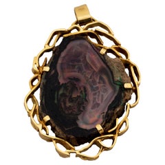 Retro Opal in Its Natural Matrix in 750 Yellow Gold, Black Opal, Yellowgold