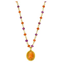 Opal in Yellow Gold 22 Karat Gold Pendant Necklace