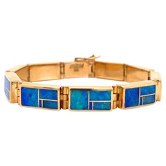 Opal Inlay 14 kt Gold Bracelet