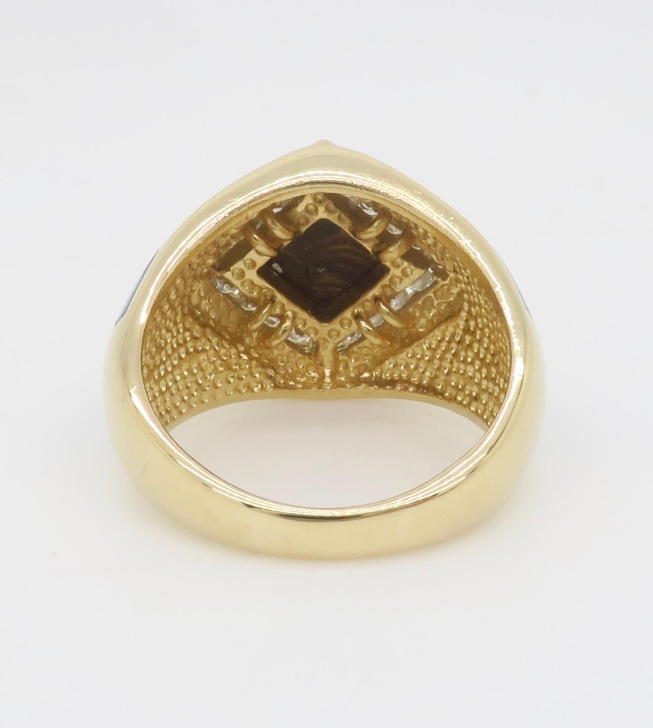 Opal Inlay & Diamond Halo Ring in Yellow Gold 11