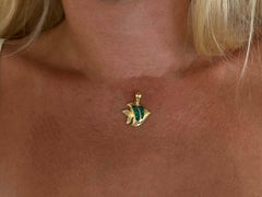 Opal Inlay Fish Pendant 14k Yellow Gold