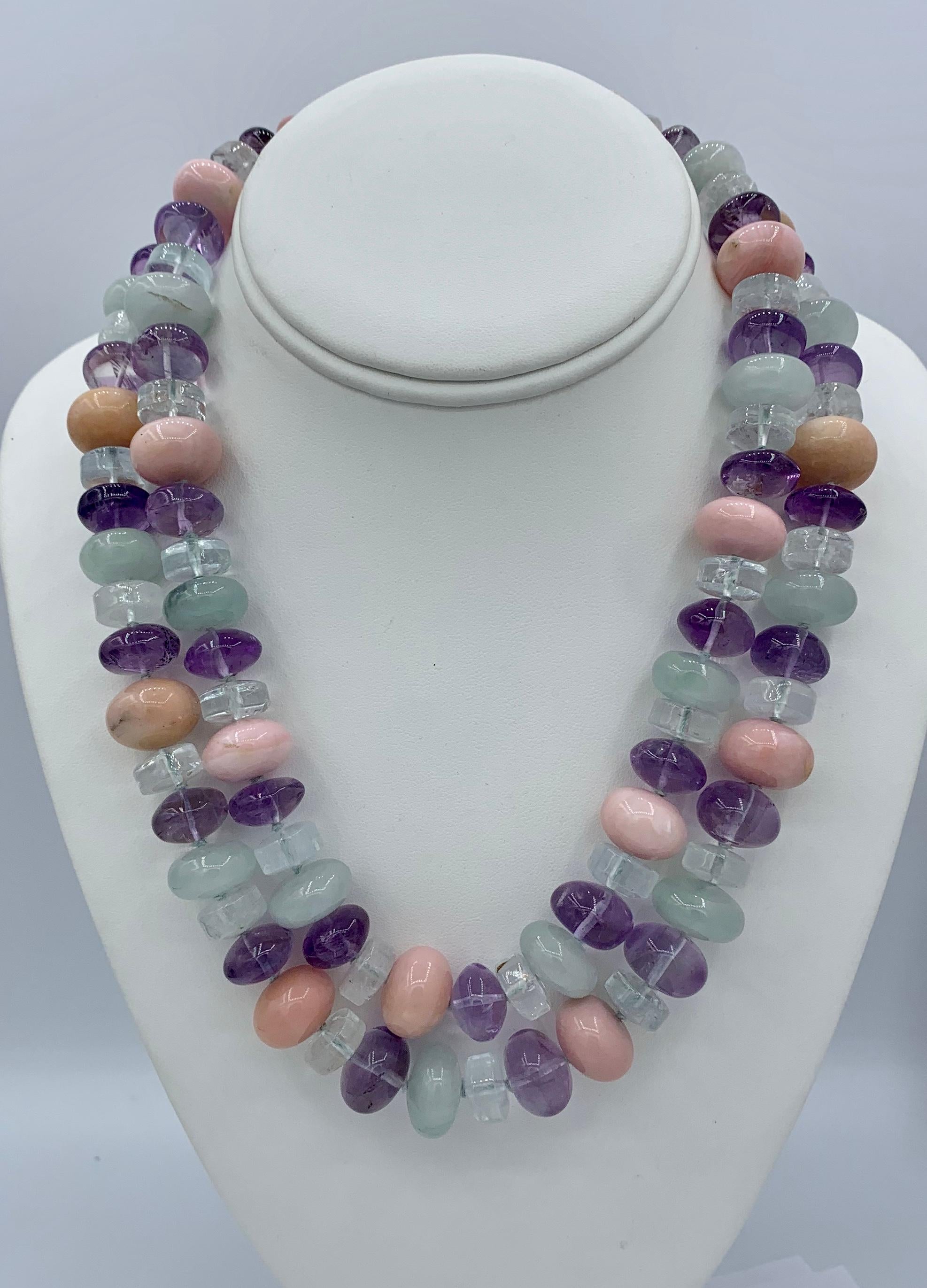 Bead Opal Jade Amethyst Rock Crystal Necklace Estate Barbara Taylor Bradford OBE For Sale