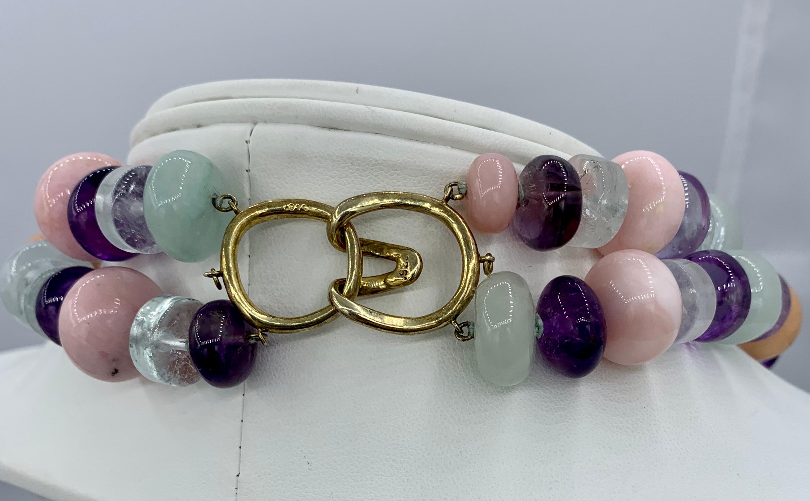 Opal Jade Amethyst Rock Crystal Necklace Estate Barbara Taylor Bradford OBE In Excellent Condition For Sale In New York, NY