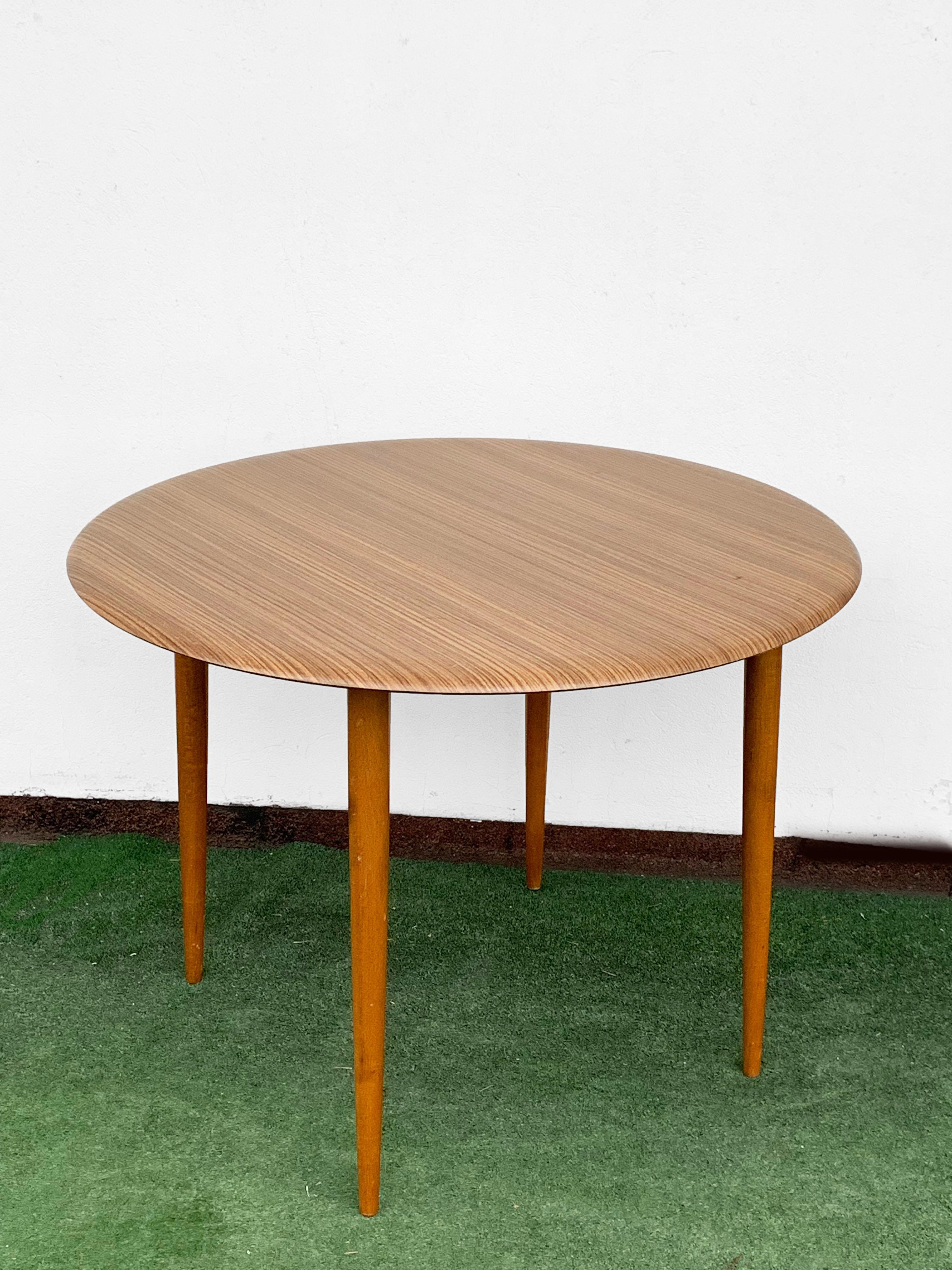 Mid-Century Modern Opal Kleinmöbel Midcentury Resin and Wood German Round Coffee Table, 1960s