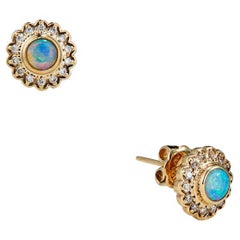 Boucles d'oreilles en dentelle d'opale avec diamants