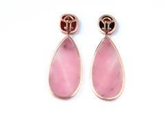 Opal Long Carved Drop Cameo 18 Karat Gold Earrings