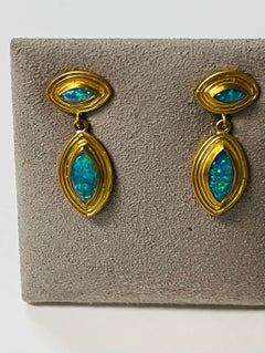 Opal Marquise Earrings in 22 Karat Gold