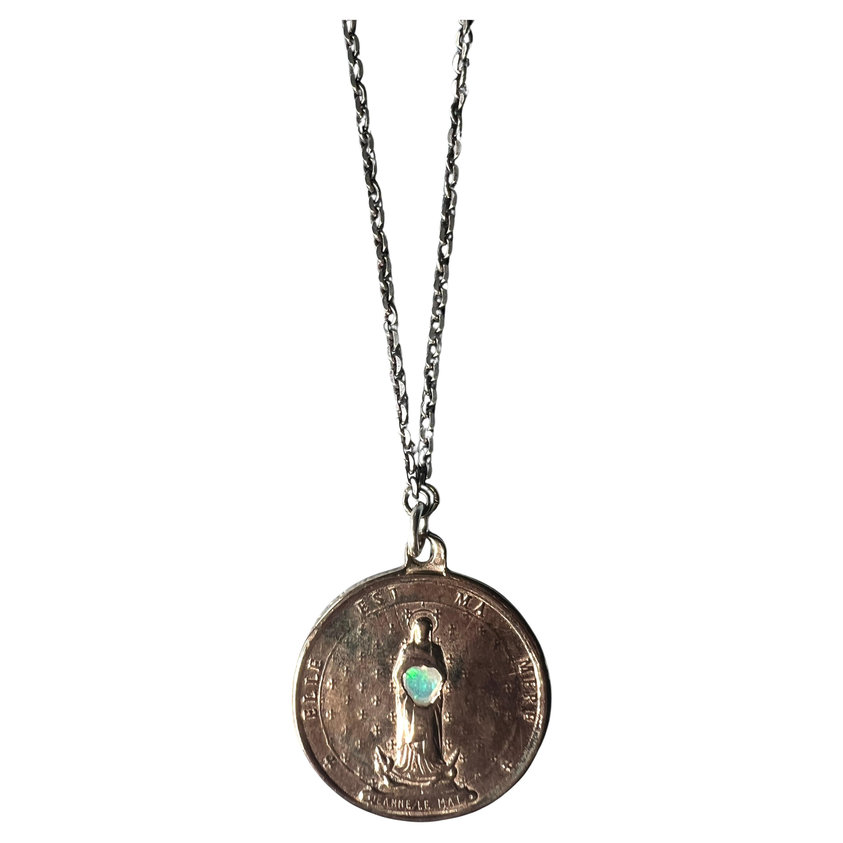 Collar de cadena con Medalla Milagrosa de Ópalo