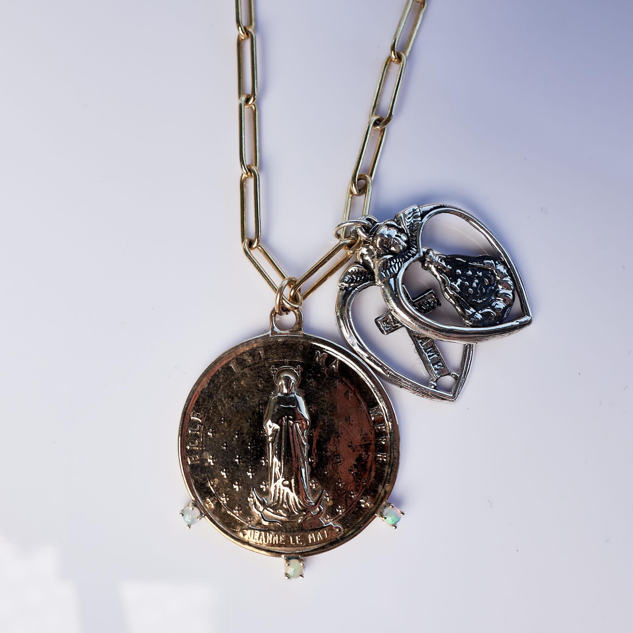 sacred heart pendant silver