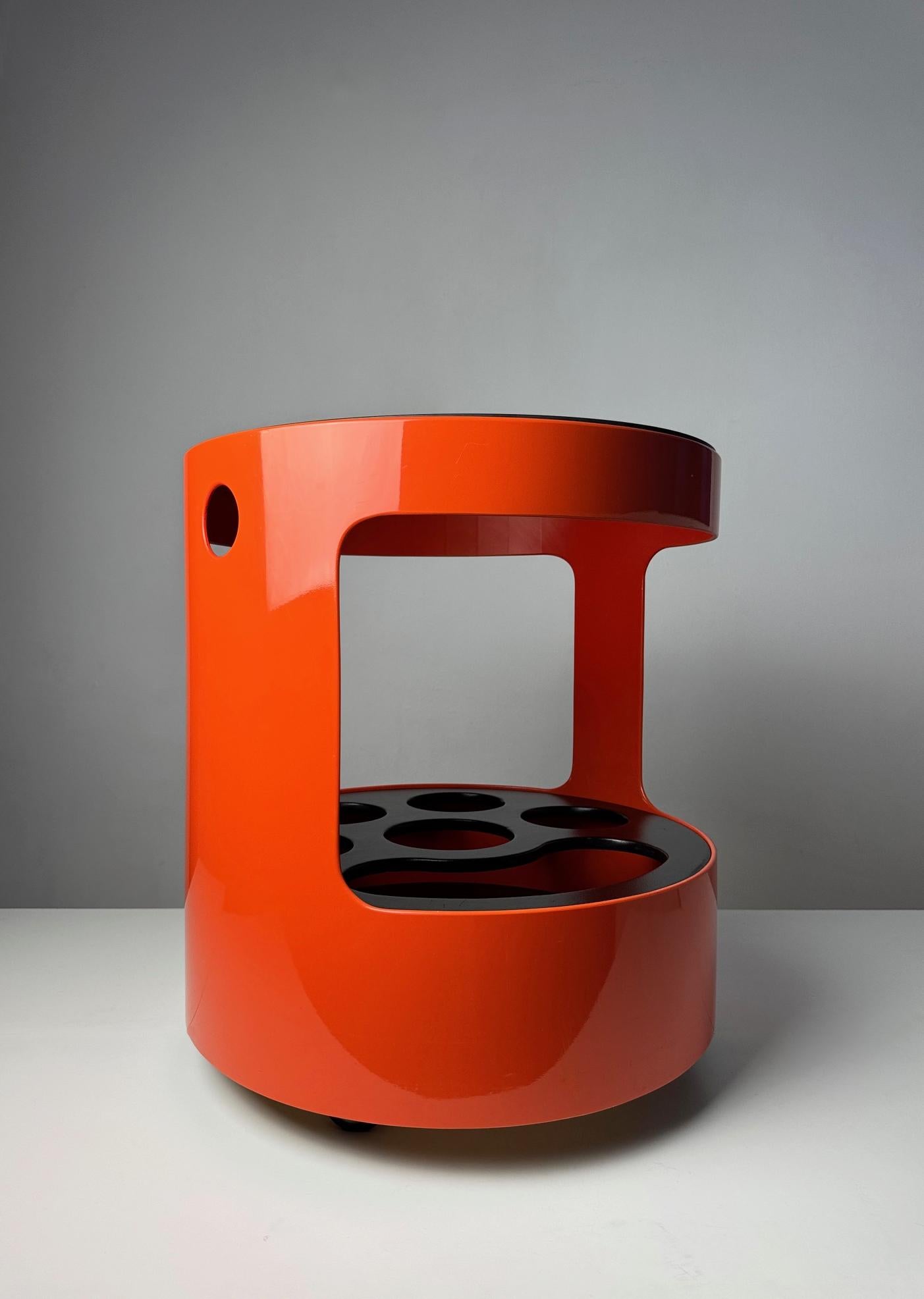 Faux Leather Opal Möbel Bar Trolley, 1960s Germany – Space Age Design For Sale